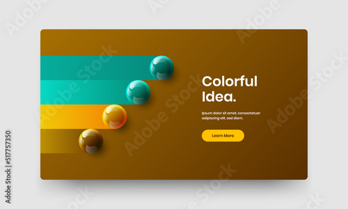 Multicolored postcard vector design concept. Unique realistic spheres poster layout.