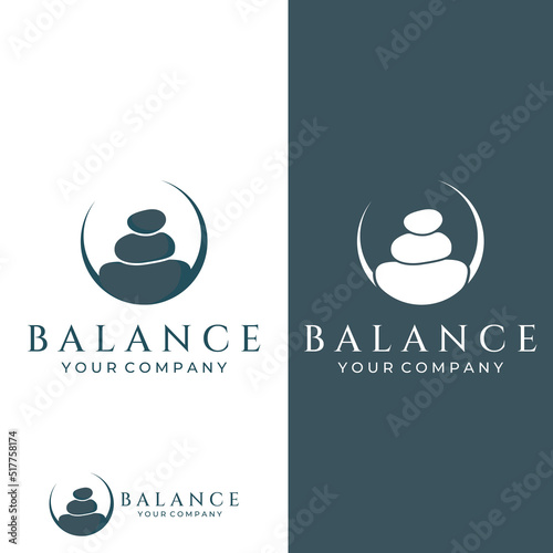 Canvas Print Minimalist zen stones logo, balancing stones, neatly stacked stones, stones for meditation or wellness