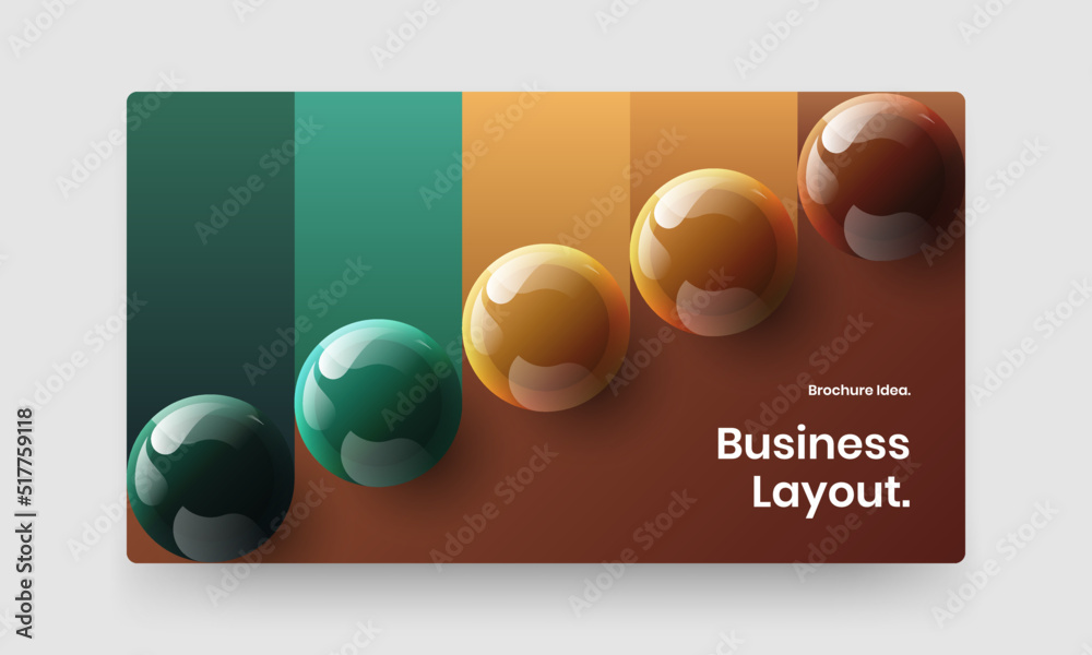 Geometric 3D balls banner layout. Simple landing page vector design template.