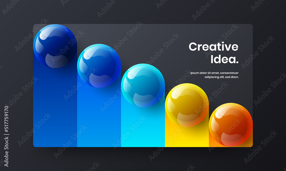 Simple realistic spheres company cover illustration. Modern presentation design vector concept.