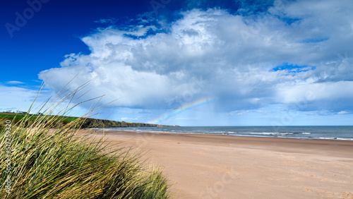 Rainbow over Lunanbay beach Angus Scotland