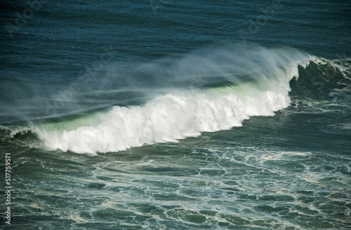 North beach in Nazar    Portugal. Ocean with waves and surf