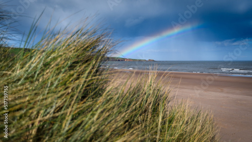 Rainbow over Lunanbay Beach Angus Scotland photo