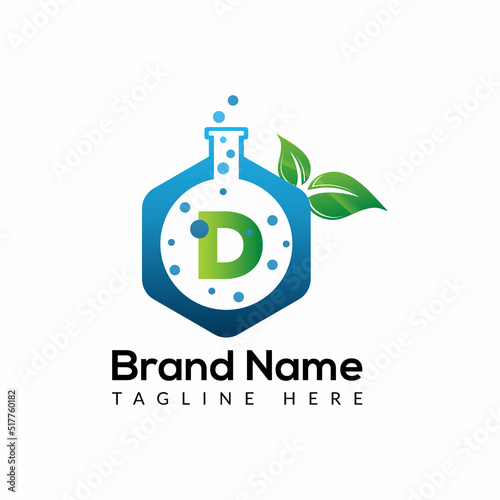 Eco Lab Logo On Letter D Template. Eco Lab On D Letter, Initial Eco Lab, Leaf, Nature, Green Sign Concept