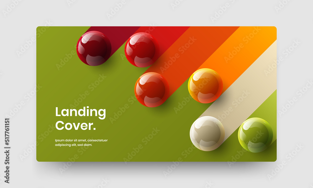 Abstract corporate cover design vector template. Original 3D balls placard illustration.