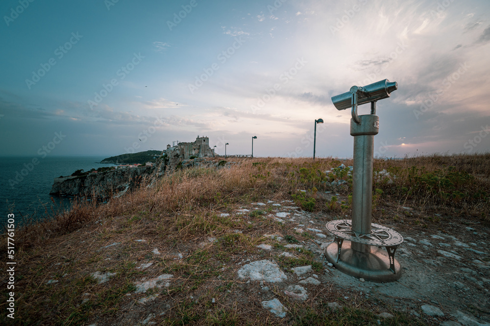 Italy, July 2022: architectural and landscape details of the island of San Nicola in the archipelago of the Tremiti Islands