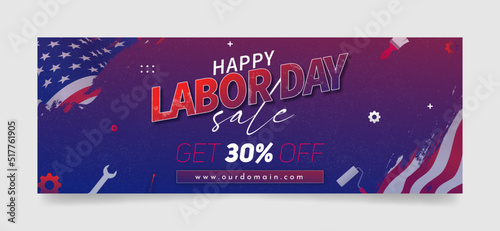 Labor day sale facebook cover page timeline web ad banner template | Modern layout design
