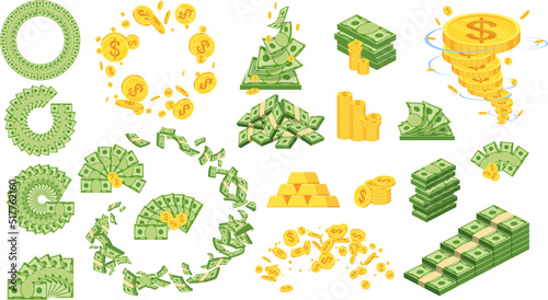 Huge packs of paper money. Bundle with cash bills. Keeping money in bank.