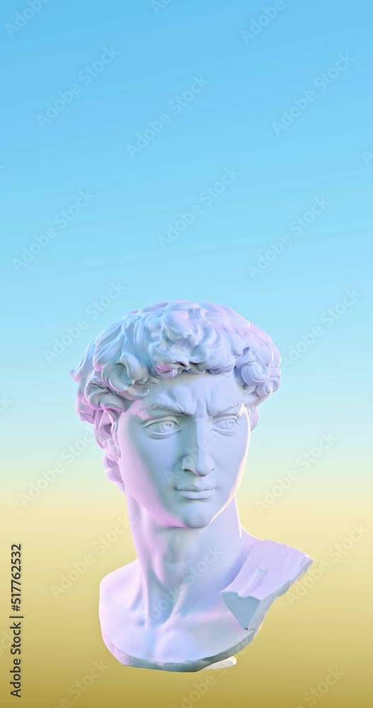 Plaster statue of the head of David. Plaster copy of David statue by