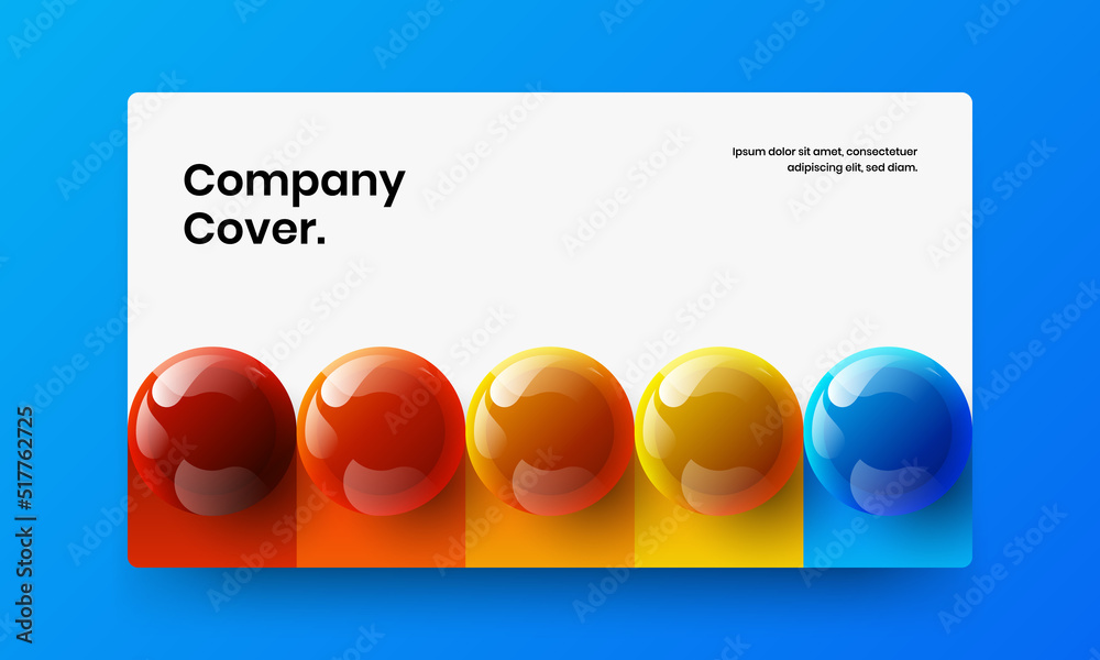 Multicolored annual report vector design concept. Vivid 3D balls company identity illustration.