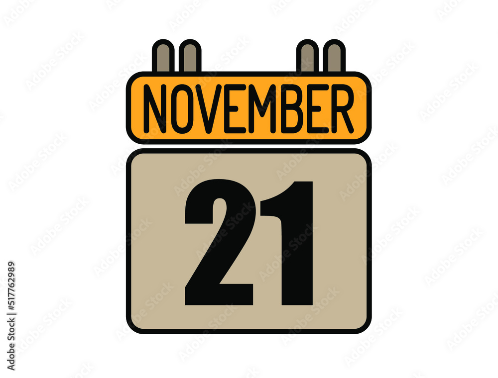 Day 21 November calendar icon. Calendar vector for November days isolated on white background. Day 21 November calendar icon. Calendar vector for November days isolated on white background.