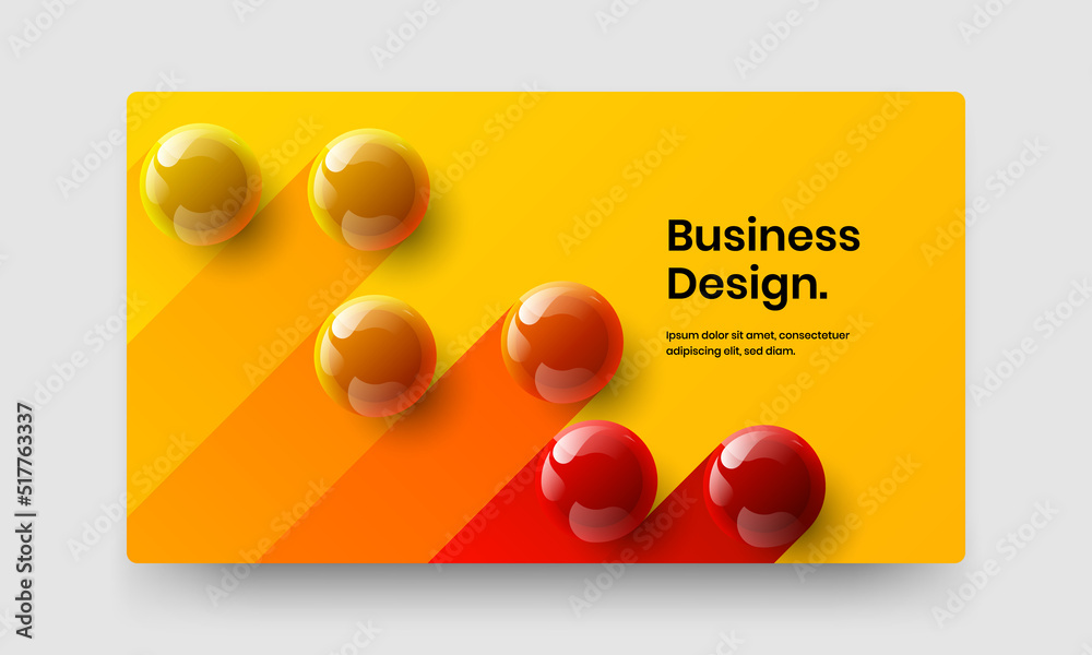 Geometric company brochure vector design concept. Fresh 3D spheres catalog cover illustration.