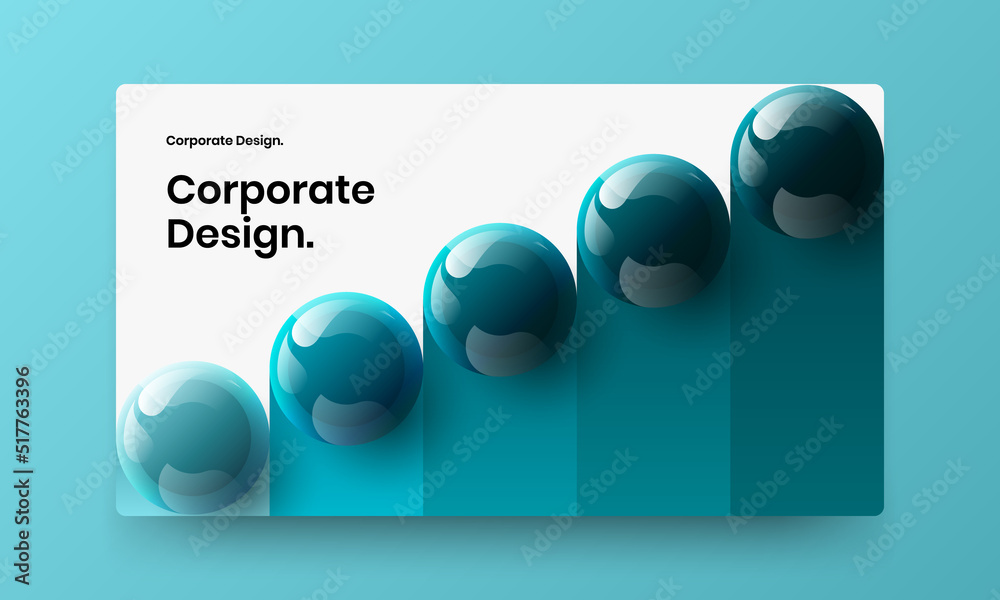 Isolated company identity design vector illustration. Simple 3D balls landing page layout.