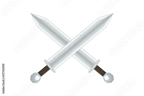 Vector realistic isolated Crossed Sword on the white background.