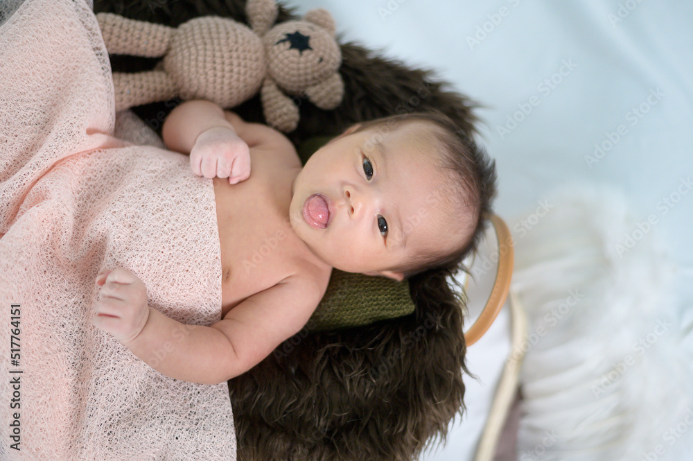 Portrait of Cute new born baby. Portrait of Cute new born baby.