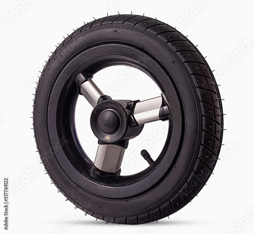 Wheel with tire for electric scooter or pram
