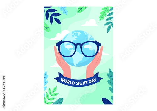 Soft blue background of World Sight Day illustration on healthcare icon element. Vector eps 10. Flat style design.