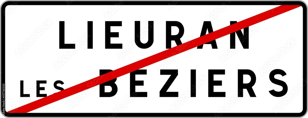 Panneau sortie ville agglomération LieuranlèsBéziers / Town exit sign