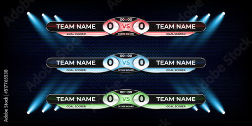 Scoreboard Broadcast Graphic and Lower Thirds Template for soccer and football