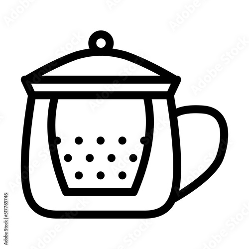 glass with teapot line icon vector. glass with teapot sign. isolated contour symbol black illustration