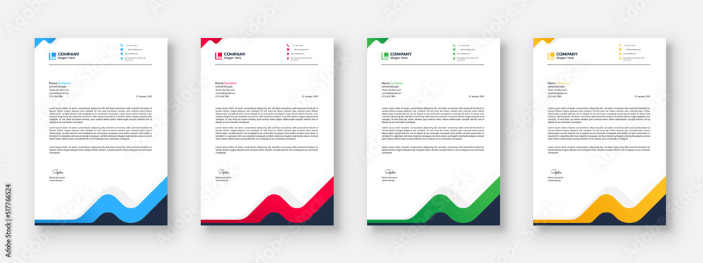 Modern Creative and Clean professional corporate company business letterhead template design with Multicolor Letterhead Bundle
