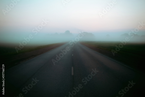 Foggy road in the morning