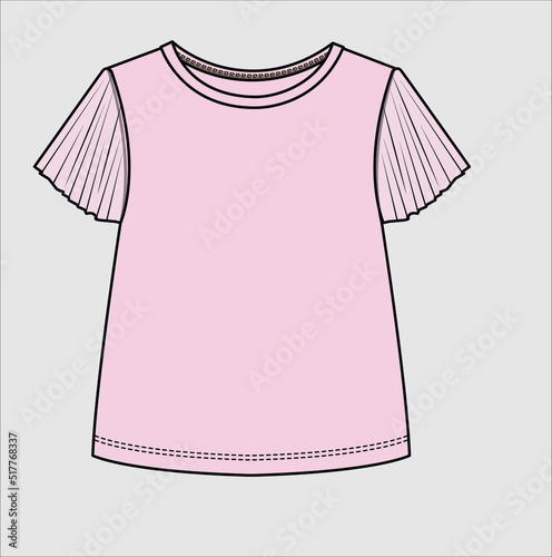 PERMA PLEAT SLEEVES KNIT TOP FOR TEEN GIRLS AND KID GIRLS IN EDITABLE VECTOR FILE