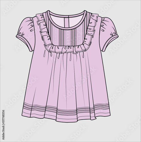 PINTUCKS YOKE TOP WITH FRILLS TODDLER GIRLS AND KID GIRLS IN EDITABLE VECTOR FILE
