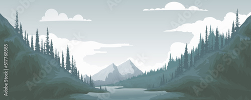 landscape with mountains and fog and rivers mountain vector image Templates for designing presentations and posters.