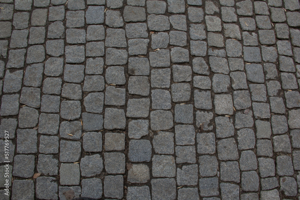 Cobblestone sidewalk in the city center.