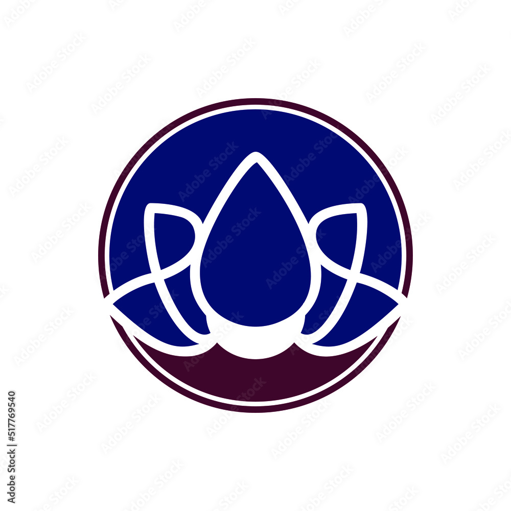 symbol of peace. Lotus flower logo icon with circle vector template