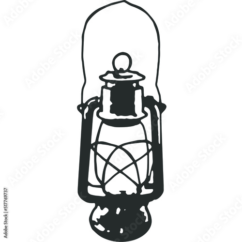 Oil Lamp Vintage Illustration Vector