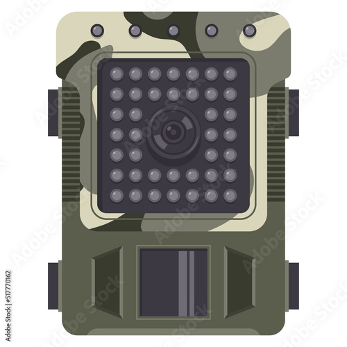 Trail camera with night vision vector cartoon illustration isolated on a white background.