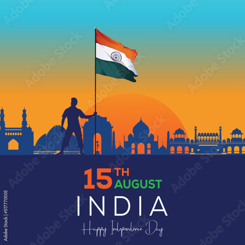 Obraz na plátně Vector illustration of  India Day celebrations.