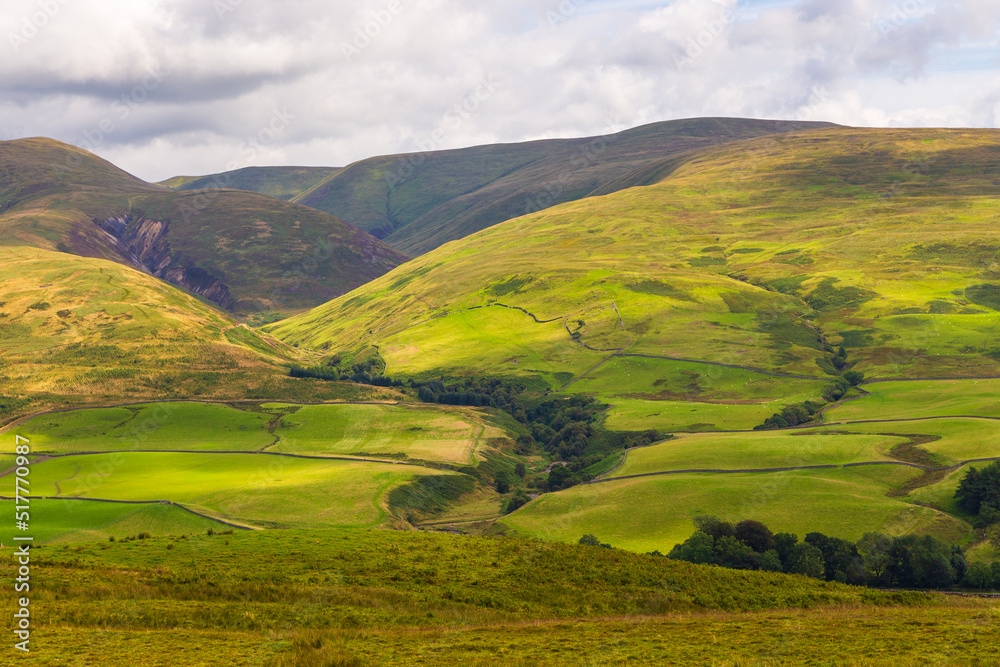 View of the green hills in North UK.