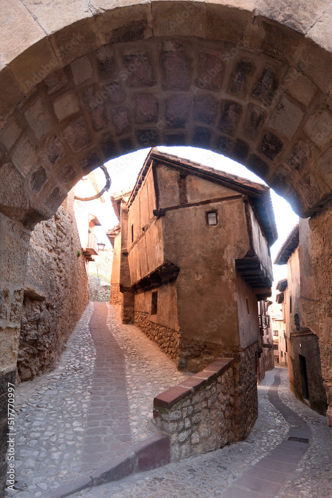 street and arch  town of Albarracin, Teruel province, Spain