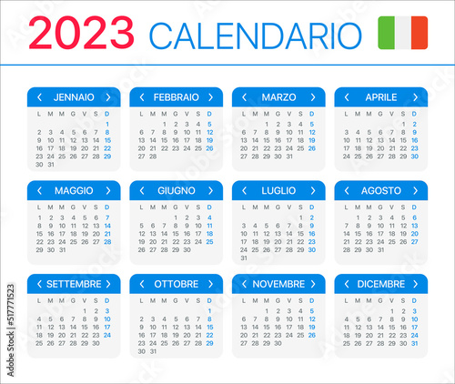2023 calendar - Italian version - Template Vector