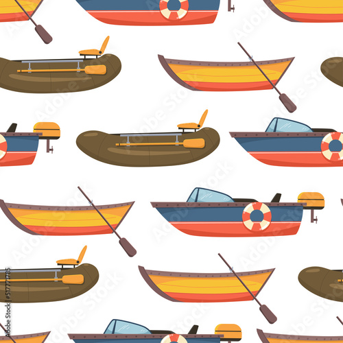 Boats vector cartoon seamless pattern background for wallpaper, wrapping, packing, and backdrop.