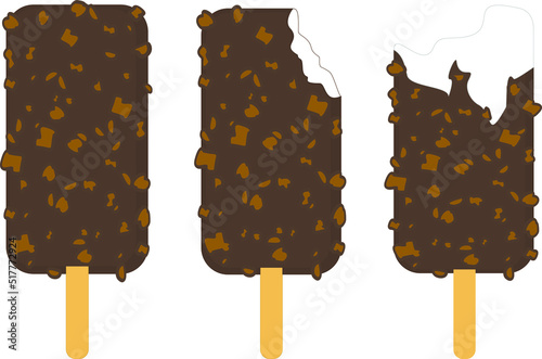 Ice cream vector illustration. Ice cream lolly. White. With nuts.
