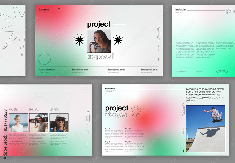 Gradient Pitch Deck Layout Stock Template | Adobe Stock