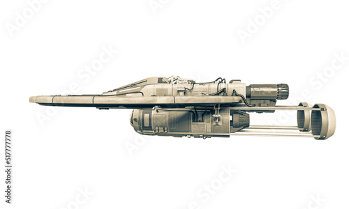 Fototapeta Naklejka Na Ścianę i Meble -  spaceship on white background side view