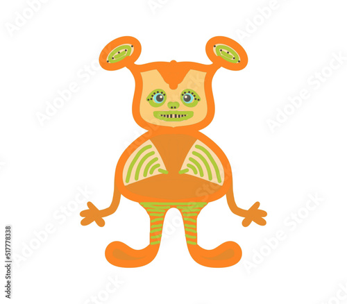 Orange color monster  cartoon character  color illustration on a transparent background  for design print