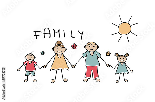 Obraz na płótnie Happy family, sketch for your design w salonie