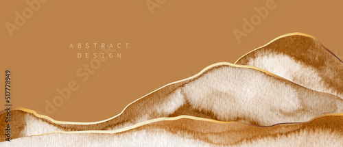Beige, brown, pink watercolor fluid painting. Vector abstract background design. Dusty pastel, neutral and golden marble. Dye elegant soft splash style. 