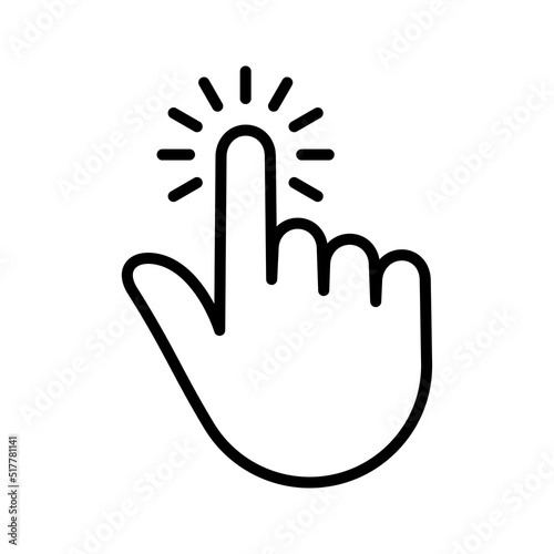 Hand click icon. Clicking finger. hand pointer. Pictogram isolated on a white background.