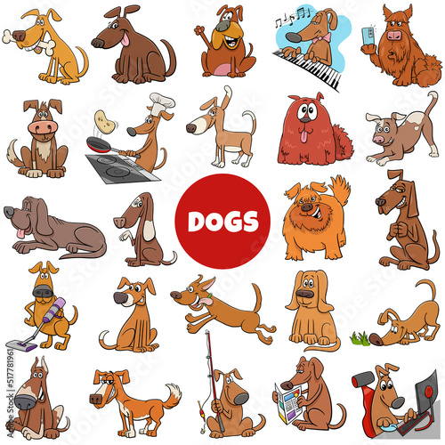 cartoon dogs and puppies comic characters big set