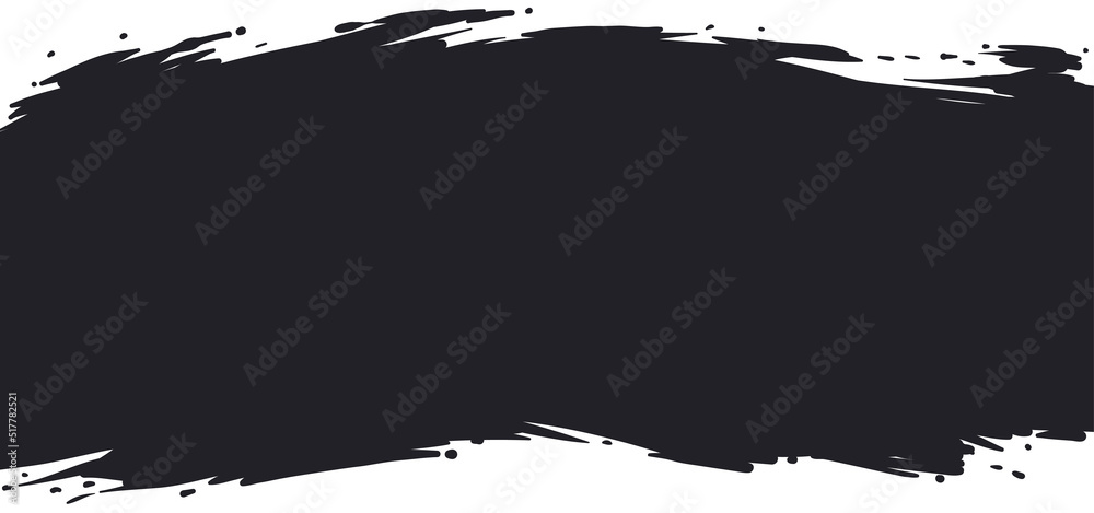 Black brush stroke spot in horizontal position, Vector illustration