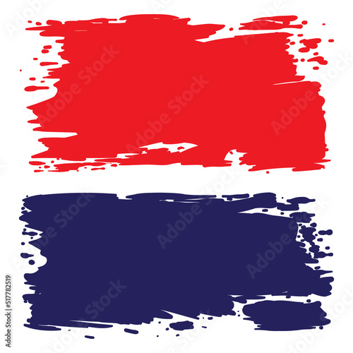 Red and blue labels templates in brushstroke style, Vector illustration