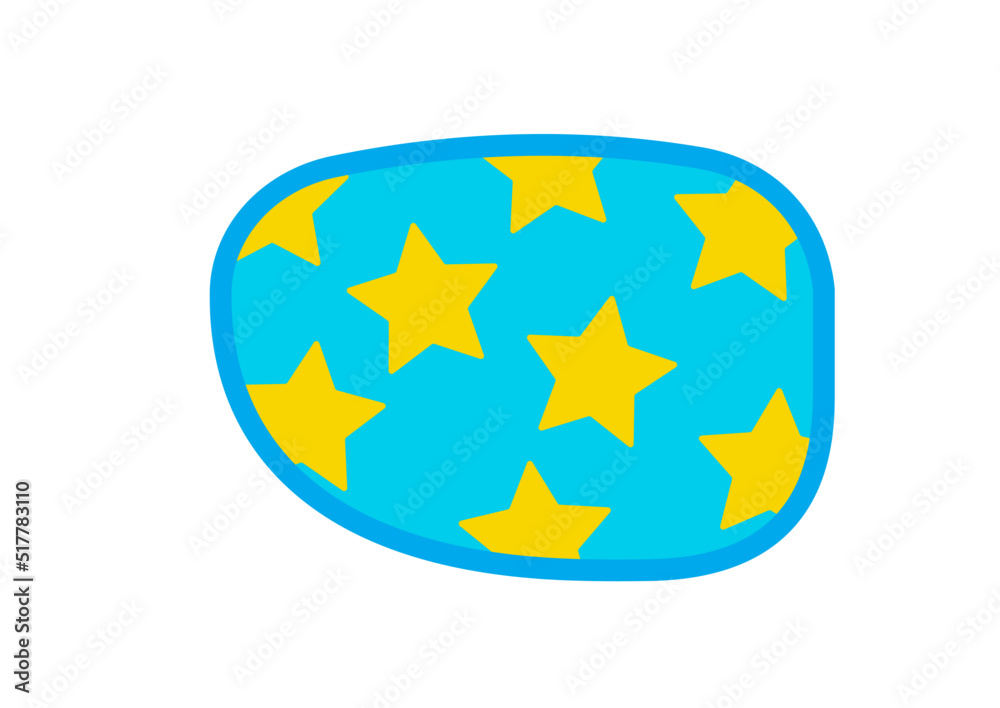 Amblyopia correction lazy eye patch vector illustration. Color medical ophthalmology blindfold mask for child eye decorated with stars isolated on white background.