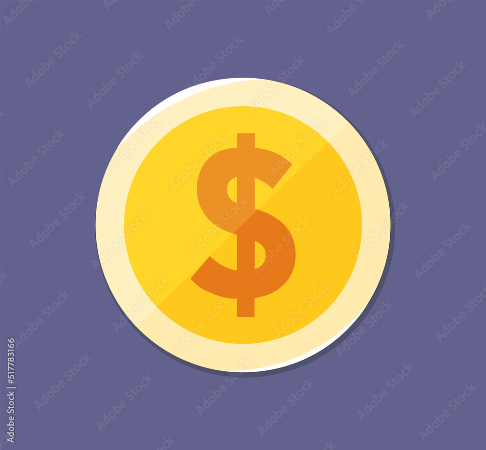 Gold Yellow Dollar Coin Penny Cartoon Illustration Money Currency Isolated Business Icon Gold Yellow Dollar Coin Penny Cartoon Illustration Money Currency Isolated Business Icon